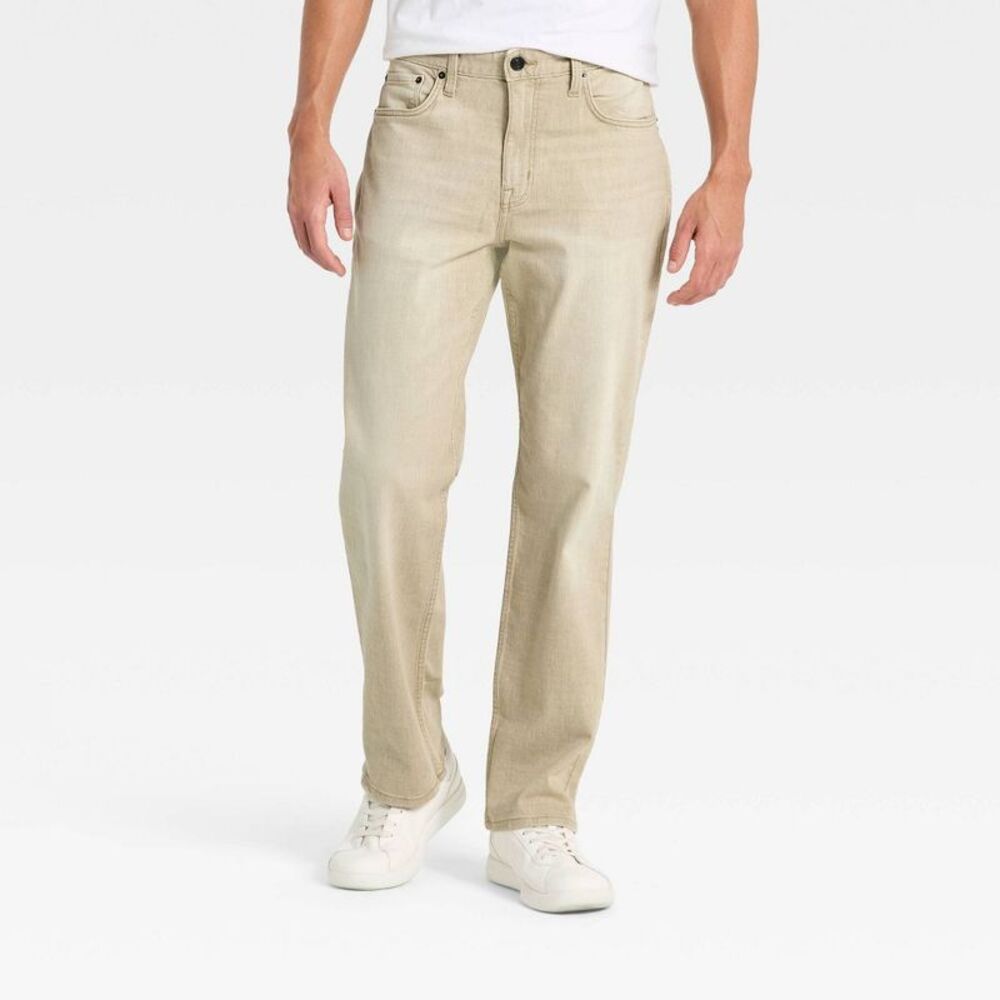 Men's Straight Fit Jeans - Goodfellow & Co Tan 32x34
